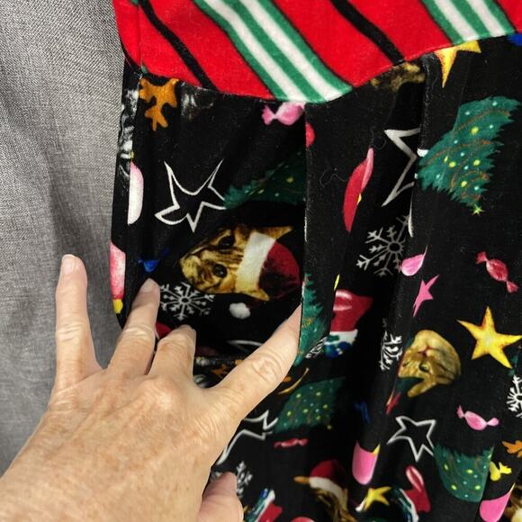 NOBO Women L Cat Lover Christmas Pajamas Overalls Flannel Pockets Wide Leg Cozy - Picture 4 of 16